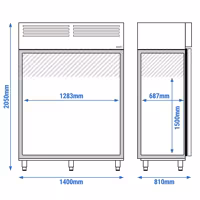Szafa chłodnicza PREMIUM – stal nierdzewna – GN 2/1 – 1400 L – z 2 drzwiami – antracytowa