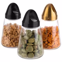(6 adet) Kuru Gıda Silosu PREMIUM - ENDÜSTRİYEL - 0,35L - altın rengi kapak