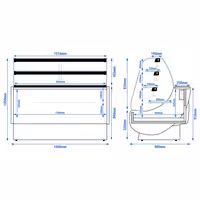 Serve Over Counter - 1600x980mm - with lighting - 3 glass shelves - with cake drawers
