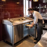 Commercial Pizza Prep Counter - Granite Top PREMIUM - 1550x800mm - with 2 doors
