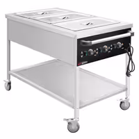 Toplovodna kupka grijana kolica - 3 kW - 3x GN 1/1 - odvojena regulacija temperature po bazenu - s odvodnim ventilom