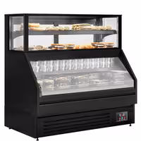 Comptoir vitrine réfrigérée Helsinki - 1500x800mm - 251L - 4 étagères - +2/+8°C - Portes coulissantes vitrées