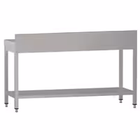 Commercial Stainless Steel Centre Table ECO - 2000x600mm - with Undershelf - with Rear Upstand - with Cross Bracing