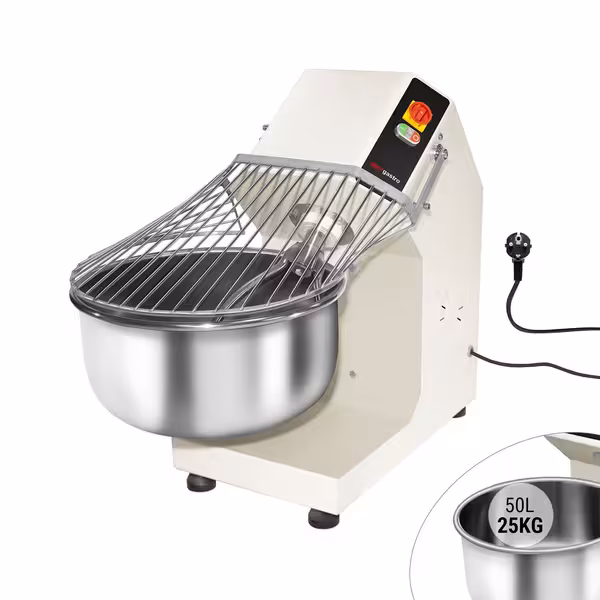 Spiralna miješalica za tijesto - 50 l / 25 kg - 1 brzina - s fiksnom posudom - 230 V - za pizzu i kruh