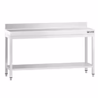 طاولة عمل ستانلس ستيل PREMIUM - 1800x600mm - مع رف سفلي & حاجز خلفي
