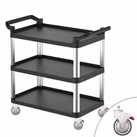 Carrello di Servizio - Plastica - 800x500mm - 3 Ripiani - con Ruote Silenziose
