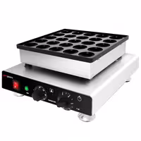Commercial Waffle Maker - Single - Manual - 850W - Shape: Poffertjes - for 25 pieces - plates with Teflon coating