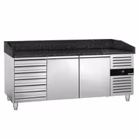 Table réfrigérée à pizza PREMIUM - 2000 x 800 mm - avec 2 portes et 7 tiroirs