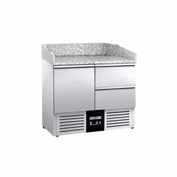 Commercial Pizza Prep Counter - Granite Top PREMIUM - 935x700mm - with 1 doors & 2 drawers