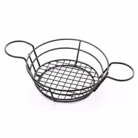 (15 pcs) Serving Basket - SNACKHOLDER - Stainless Steel - Round - Ø210mm - with Dip Cups
