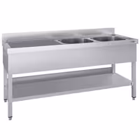 Sudoper ECO - 1800x700 mm - s donjom policom - s 2 koritima - korita desno
