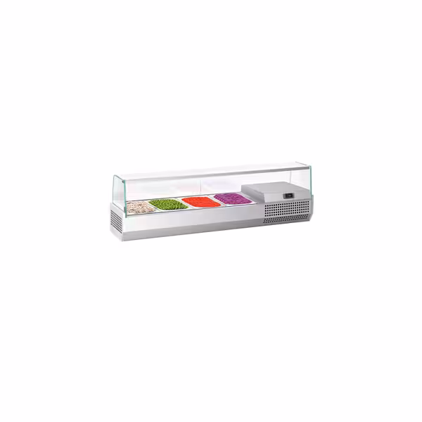 Nadstawka chłodnicza do na dodatki PREMIUM PLUS - 1328x413mm - 4x GN 1/3 - ze szkłem hartowanym