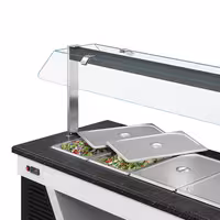 Balcão de buffet frio BELFAST - 1600mm - com placa fria (refrigerada) & com rodízios - para 4x GN 1/1 - Preto