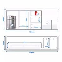 Pivski šank PREMIUM - 2500x700 mm - 2 Staklena vrata & 3 Staklene ladice