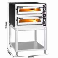 Electric Deck Pizza Oven - Twin Deck - Refractory Stone Deck - 4+4 x Ø 35cm (13.8") - Mechanical Controls - up to 450°C - incl. Base frame