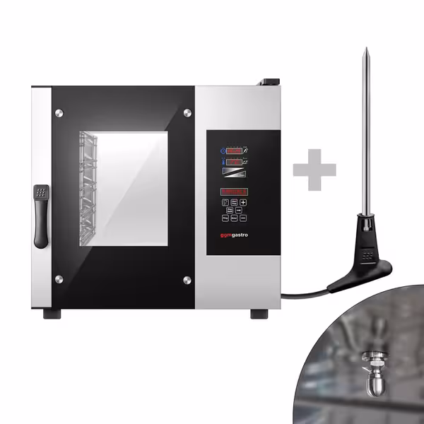 Commercial Electric Combi Oven - Digital Controls - 5x GN 2/3 - incl. Core temperature probe, HACCP monitoring, USB