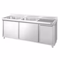 PREMIUM umivaonik – 2000 x 600 mm – s košem za smeće i 2 lijevo postavljena umivaonika