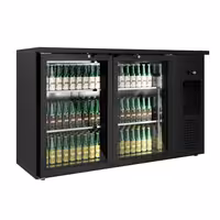 Rashladni pult za pića PREMIUM PLUS - 1435x512 mm - 264 l - 2 staklena vrata, LED osvjetljenje & samouzvarajuća vrata - crna