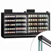 (2 pcs) Commercial multideck display fridge - 3750mm - 4 hinged glass doors & 5 shelves - Black