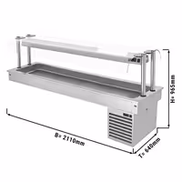 Cuba fría drop‑in - 2100mm - +2 a +8 °C - 6x GN 1/1 - 410W - con protector contra estornudos de cristal
