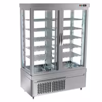 4-Sided Glass Display Fridge - 935L - 1320mm - with 10 adjustable shelves - 2 glass doors - Silver