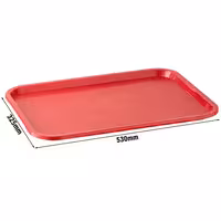(6 pcs) FAST FOOD Tray - Polypropylene - 530x325mm - Height: 20mm - Red - non-slip surface