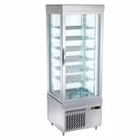 4-Sided Glass Display Freezer - 430L - 670mm - with 6 rotating glass shelves - 1 glass door