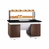 Bakery Buffet Display Counter DUBLIN - 1600mm - with 2 Shelves - on Castors - Black Granite Worktop