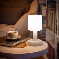 (4 pcs) LED Table Lamp - FINN MINI - Rechargeable - Cordless - 3-step dimmable - Ø120mm - White - with Charging Dock
