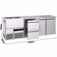 Direct Draw Beer Dispenser / Kegerator PREMIUM - 2500x700mm - Double Solid Doors & 2 Drawers