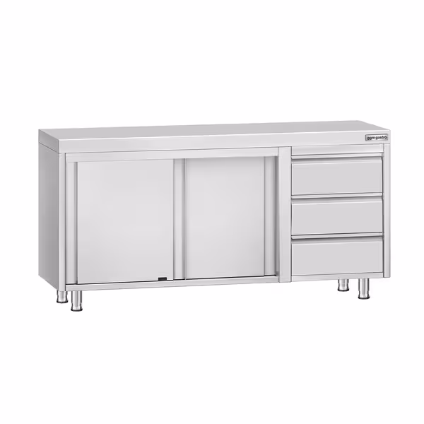 خزانة قاعدية ستانلس ستيل KOPENHAGEN ECO - 1600x700mm - وحدة أدراج 3 يمين