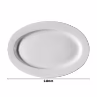 (6 adet) PERA - Düz Tabak - Oval Düz - Porselen, 240x180mm, Beyaz