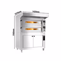 Electric Deck Pizza Oven - Twin Deck - Refractory Stone Deck - 9+9 x Ø 33cm (13") - Mechanical Controls - incl. Stainless steel hood & Proofing cabinet