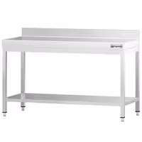طاولة عمل ستانلس ستيل PREMIUM - 1500x600mm - مع رف سفلي & حاجز خلفي