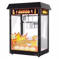 Commercial Popcorn Machine incl. Trolley - 1.46kW - 5kg/h - with 1 kettle - Black