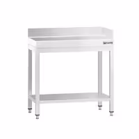 Rozsdamentes acél munkaasztal PREMIUM - 600x600 mm - alsó polccal & hátsó peremmel