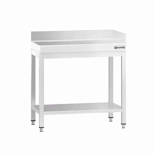 طاولة عمل ستانلس ستيل PREMIUM - 600x600mm - مع رف سفلي & حاجز خلفي