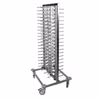 Tabak İstif Arabası - Çift Sıralı - 80 Tabak Kapasiteli - Ø 16-32cm - Tekerlekli