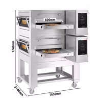 (2 Units) Commercial Electric Conveyor Oven – 1670 x 2150 mm – Touch Control – 800 mm Belt Width – incl. Stand