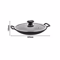 Wok-Pann – Ø 340 mm – antihaft – Héicht: 130 mm – mat Glasdeckel