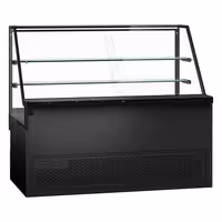 Csemegepult TORONTO - 2000x880 mm - 568 liter - ventilációs - dupla üvegezés - fa borítású természetes fa dekor - 2 polccal - fekete gránit munkalap
