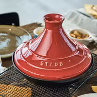 STAUB | Cast Iron Tajine – Ø 28 cm - Cherry Red - Matte Black Interior, Oven to 240°C