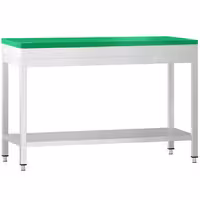 Table de travail inox PREMIUM - 1200 x 600 mm - avec tablette inférieure - incl. Planche à découper Verte