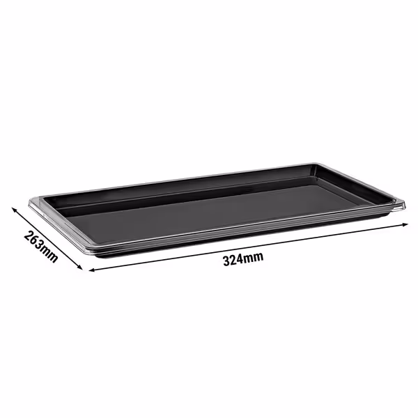 GN 1/2 Gastronorm Tray - Polycarbonate - 324x263mm - Height: 22mm - Black