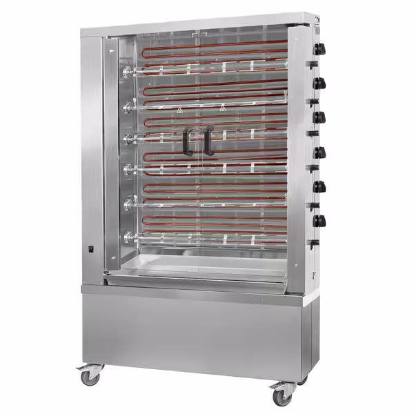 Commercial Electric Chicken Rotisserie Oven - 28.8kW - with 6 Skewers for up to 36 chickens - Cream