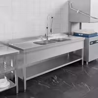 Sudoper PREMIUM - 2000x600 mm - s donjom policom - s 2 koritima - korita sredina - inox