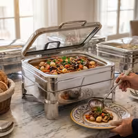 Grijana posuda - GN 2/3 - 5,5 l - sa staklenim poklopcem s mekim zatvaranjem (chafing dish)