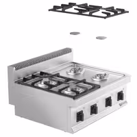 Plinsko kuhalo - 600x600x430 mm - 14 kW - 4 plamenika - nadpultni