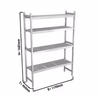 Scaffale in alluminio anodizzato - 1190x1685mm - Profondità: 460mm - Portata: 450kg per ripiano