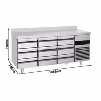 Commercial Counter Fridge PREMIUM - 1865x700mm - with 9 drawers - with upstand - capacity 474 litres